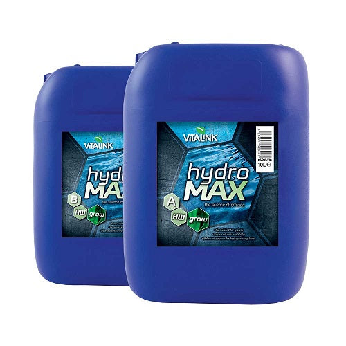 HYDROMAX GROW A+B HW 10L VITALINK - engrais liquide de croissance en 2 parties pour hydroponie eau dure