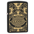ZIPPO SCROLL NOIR ET DORE - briquet tempête